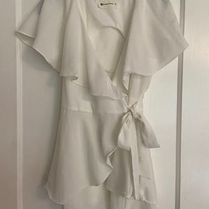 White Open-Back Wrap Romper